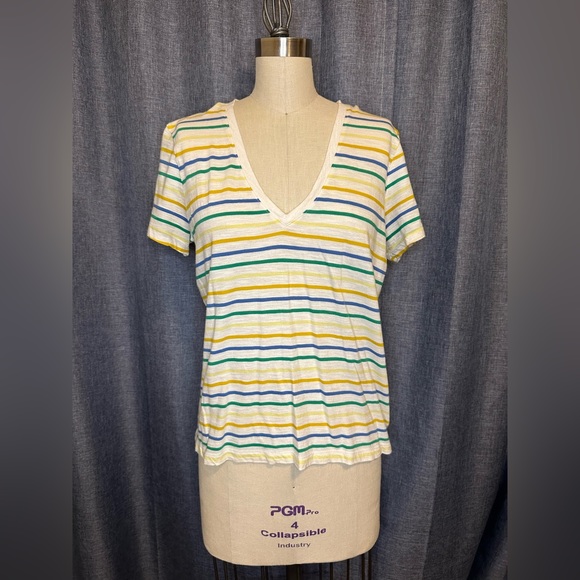 Madewell Striped V-neck Tee - Picture 2 of 6